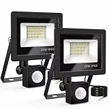 Realky LED Strahler mit Bewegungsmelder, 20W 2000LM Außenstrahler 6500K Kaltweiß Scheinwerfer LED Fluter IP65 Wasserdichter, Aussenlampe mit Bewegungsmelder für Garten, Innenhöfe, Garage (2er-Pack)