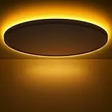 LED Deckenleuchte mit Nachtlicht 1800K- 24W+6W Deckenlampe Dimmbar mit Fernbedienung & Timer, Lampe Decke Panel 3000K-6500K Dimmbar für Schlafzimmer, Kinderzimmer, Wohnzimmer, Flure, Küche,Bad, Ø30cm