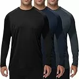 BOOJO 3er Pack Langarmshirt Herren UPF50+UV Schnelltrocknend Longsleeve Atmungsaktiv Sport Funktionsshirt Gym Langarm Laufshirt für Männer