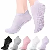 Utensilsto 5 Paar Pilates Socken Damen, Baumwolle Yoga Socken Rutschfeste mit Noppen 35-40, Stoppersocken Antirutsch Pilates Socke Geschenke für Frauen Tanz Fitness Trampolin Zuhause Krankenhaus