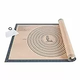 SUPER KITCHEN Groß Rutschfeste Backunterlage Silikon Backmatte mit Teigschneider, XXL Antihafte Teigunterlage Ausrollmatte Silikonmatte Backfolie, Fondant Pizza Teigmatte, Tischmatte (Grau, 71x51cm)