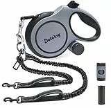 Dotolog Einziehbare Hundeleine 8m, Ausziehbare Leine mit Doppelte Leinen, Rollleinen für Hunde mit Sicherheitsgurt-Schnalle, Hundeleine für mittelgroße große Hunde (Grau/schwarz)
