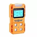 Scondaor Tragbarer 4-in-1-Gasmelder, tragbarer Gaslecksuchgerät mit digitaler LCD-Anzeige, 4-Gas Messgerät mit Ton-Licht-Vibrationsalarm mit Sprachansagen, wiederaufladbare Batterie (Orange)