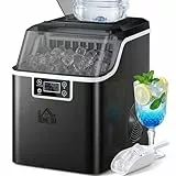 HOMCOM Eiswürfelmaschine, Ice Maker Edelstahl 24 Eiswürfel in 14-18 Min., 20kg/24h, 3,2L Wassertank, Selbstreinigend Eiswürfelbereiter mit 2 Arten der Wasserbefüllung, für Küche, Büro, Party, Schwarz