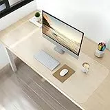 NATRKE Schreibtischunterlage Transparent, 100x40x0.15cm Schreibunterlage groß klare Durchsichtige Schreibtischmatte Unterlage Tischschoner rutschfeste Runde Kanten Schreibunterlage für Büro Zuhause