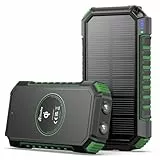 Hiluckey Wireless Solar Powerbank 26800mAh: Solar Ladegerät USB C Externer Akku mit 4 Outputs, Wasserdichtes Power Bank für Smartphones, Tablets und mehr