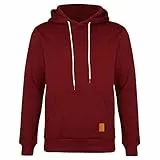 Lantch Herren Kapuzenpullover Sweatjacke Pullover Hoodie Sweatshirt Langarm Herbst Winter Casual Top Bluse(Weinrot-l)