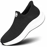 Bigzagger Slip on Sneaker Damen Herren Fußbogenstütze Orthopädische Schuhe Atmungsaktiv Leichte Schlupfschuhe Hände frei Slip in Turnschuhe Laufschuhe Sportschuhe(Schwarz)