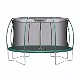 Ultrasport Deluxe Trampolin Outdoor Kinder Belastbar bis 150 KG I Komplettset mit Sicherheitsnetz, Randabdeckung & Montagesatz I Bodentrampolin Gartentrampolin, Trampolin 366 cm