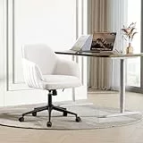 BERYTH Bürostuhl Homeoffice Samt Schminktischstuhl bis 136 kg Belastbar Ergonomischer Höhenverstellbar Drehstuhl 360° Drehbarer Schreibtischstuhl Leisen Rollen Studierzimmer Schlafzimmer Heimbüro Weiß
