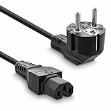 InLine Netzkabel, Schutzkontakt gewinkelt auf Warmgerätestecker C15 (IEC-60320) gerade, Typ H05RN-F, schwarz, 1,8m, 16810