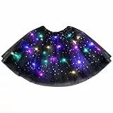 URAQT Tüllrock Damen LED Tütü Erwachsene, Tutu Rock LED, Minirock Mit LED Lichter für Fasching Karneval Motto Party Ballett Tanzen Fancy Dress Halloween Kostüm, 40CM(Schwarz)