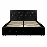 DHP Dakota Bed with Storage Black PU Double