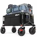 Portal Bollerwagen faltbar größe Reifen mit Bremse Klappwagen Handwagen klappbar mit Seitentasche Faltwagen Gartenwagen Transportwagen für Alle Gelände Camping Strand Einkaufen 150kg Belastbarkeit