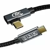 EUDOBEL USB C Kabel 2m, (20Gbps USBC auf USBC Datenkabel, USB 3.2 Gen 2×2, PD3.1 240W, Winkel 90 Grad) 4K@144Hz/60Hz, 8K@30Hz USB C Video Kabel für Monitor, Thunderbolt 4/3, MacBook, iPad, Switch