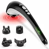 Snailax kabelloses Massagegerät, Perkussion Handmassagegerät mit Wärmefunktion und austauschbare Knoten, Wiederaufladbar mit einstellbare Intensität, Tiefenmassagegerät für Nacken, Rücken, Geschenk