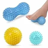 URAQT Massagebälle Faszienball, 3er Set Igelball Set, Spiked Massage Ball Hart, Massagebälle mit Noppen,für Rücken Beine Füße Hände(Gelb + Blau + Grün)