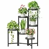 iDavosic.ly Pflanzenständer Metall mit 6 Etagen, Blumenständer Pflanzenregal Blumenregal Indoor Outdoor, Blumentreppen Innen Plant Stand Shelf für Garten Balkon Wohnzimmer (REisenschnitzerei, Schwarz)