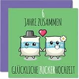 Stuff4 6. Hochzeitstag Karte Liebe - 6 Jahre Zusammen Zucker Hochzeit - 6 Jahrestag Karte Hochzeitstag Geschenke für Freunde Familie vom Freundinnen Kollegen, 145mm Glückwunschkarten