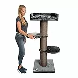 JAMAXX Premium 155cm XXL Kratzbaum für große schwere Katzen 20cm extra-starker Stamm, 4cm Starke Bodenplatte, extra-Dickes Kuschel-Plüsch, Kletterbaum Katzenbaum Dunkel-grau