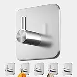 4smile Handtuchhaken ohne Bohren, 6er Set - Handtuchhalter ohne Bohren Edelstahl, Klebehaken wasserfest rostfrei, belastbare Handtuchhaken - Haken selbstklebend als Badezimmer Handtuchhalter