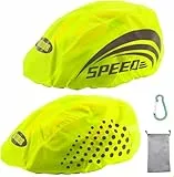 LandJoy Helmüberzug Fahrradhelm Regenschutz Fahrrad Helm Cover Regen mit Reflektoren Elemente, Wasserdicht Windabweisend Atmungsaktiv (2 grün)