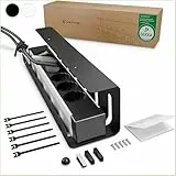 UNITURE® Kabelkanal Schreibtisch [DEKRA Zertifiziert] - 1er Set Kabelmanagement - 40cm lang Kabelhalter - Kabelführung - Cable Management Under Desk - Schwarz