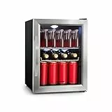 Klarstein Mini Kühlschrank mit Glastür, für Zimmer, Getränkekühlschrank Klein mit Verstellbaren Ablagen, 33 Liter, Indoor/Outdoor Kühlschrank Leise