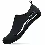 Sixspace Herren Damen Badeschuhe Wasserschuhe Aquaschuhe Strandschuhe Schnell Trocknend Slip on Breathable Schwimmschuhe Surfschuhe für Beach Pool Surfen Yoga 485 Schwarz 40 EU