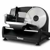 Twinzee Allesschneider Elektrisch 150W – Schneidemaschine 2 Klingen, Schnittstärke 0-15 mm – Brotschneidemaschine, Schinken, Wurstschneide & Käse - Schwarz