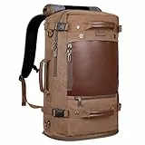 WITZMAN Canvas Rucksack Vintage Reiserucksack Herren Groß 40L Convertible Reisetasche Rucksack Fit 17 Zoll Laptop Rucksack(A2021 Braun)