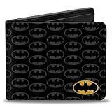 Buckle-Down Bifold Geldbörse für Erwachsene, Unisex, Batman, Schwarz/Grau/Gelb, 4.0' x 3.5'