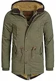 Indicode Herren Barge Winterjacke m. Kapuze & Teddyfutter | Winterparka Herrenjacke Parka Army, XL