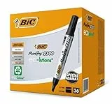 BIC Marking 2300 Permanent Marker, in Schwarz, Wasserfester Stift auch für Karton, Glas und Kunststoff, mit Keilspitze (Ecolutions), 36er Pack