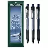 Faber-Castell Beyond Gelschreiber, nachfüllbare, einziehbare feine Gelschreiber mit weichem Griff, 0,4 mm Strichbreite, für Zuhause, Büro und Alltag, 3 Stück in Umschlag-Geschenkverpackung (Blau)