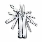 Victorinox Multifunktionswerkzeug Swiss Tool Spirit X, 24 Funktionen, Multitool mit Feststellklinge und Kombi-Spitzzange, Inkl. Leder-Etui, Silber