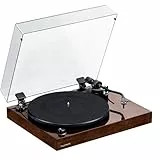 Fluance RT82 Referenz High Fidelity Vinyl Plattenspieler mit Ortofon OM10 Kartusche, Geschwindigkeitsregelungsmotor, High Mass MDF Holzsockel, Vibration Isolation Füße – Walnuss