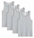 LAPASA Herren Baumwolle Unterhemd 4er Pack Classic Tank Top Fitness Rundhals Einfarbig ärmellose Achselshirt Muskelshirt M35 (Grau 4 Pack), XL
