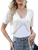 Totatuit Damen Baumwolle Bolero Festlich Elegant Shrug Top Kurze Strickjacke Cardigan Open Front Casual Bolerojacke Schulterjacke