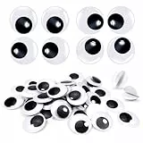 TOAOB 40 Stück Selbstklebend Wackelaugen Runde Schwarz Weiß 35mm Kunststoff Augen für Scrapbooking Kunsthandwerk Puppe Zubehör