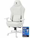 Dowinx Gaming Stuhl 200kg Belastbarkeit Chefsessel, Ergonomischer Bürostuhl mit 4D Armlehnen und Lendenwirbelstütze, Höhenverstellbarer Gaming Chair für Gamer und Esport Weiß