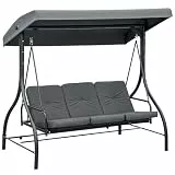 Outsunny 2 in 1 Hollywoodschaukel mit Liegefunktion 3-Sitzer Gartenschaukel mit verstellbarem Sonnendach, Schaukelbank belast bis 240kg, Gartenliege für Garten, Terrasse, 195x117x175 cm, Dunkelgrau