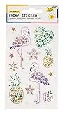 folia 18302 - Shiny Sticker, Flamingo, 12 Sticker, aus bunten Strasssteinen, in verschiedenen Motiven, einfach von der Folie abzuziehen, Bunt