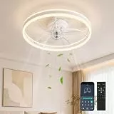 Deckenventilator mit Beleuchtung 50CM, Deckenleuchte mit Ventilator, 3 Farbtemperaturen und 6 Geschwindigkeiten,Deckenventilator mit Lampe, Fernbedienung und APP, leise dimmbar, Ventilator Deckenlampe