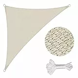 Sekey Sonnensegel 2.5x2.5x3.5m, Sonnenschutz, Dreieckig HDPE-Kunststoff, Winddicht Wasserdurchlässig UV-beständig Atmungsaktiv Reißfest, für Balkon Garten, mit Ösen und Befestigungsseile, Taupe