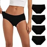 INNERSY Unterhosen Damen Schwarz Baumwoll Unterwäsche Stretch Slips Frauen Set Bequem 4er Pack (M, Schwarz)