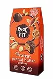 Feel FIT Protein Erdnussbutter-Pralinen in hochwertiger Milchschokolade, ohne Zuckerzusatz, 17% Eiweiß, glutenfrei, 4-er Pack (4 x 66 g)