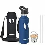 Super Sparrow Trinkflasche Edelstahl - 750ml - Auslaufsicher Thermoskanne, BPA-Frei Thermosflasche - Trinkflaschen Kinder für Sprudel, Sport, Schule, Fitness - Mit 2 Deckeln
