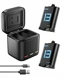 TELESIN 2er-Pack Akku mit Ladegerät für GoPro Hero 13 Black, Langlebige Akkus wie Original-Akkus, Triple Slot USB-Ladekoffer mit Type-C Kabel Akkus Tragetasche für Go Pro 13 Black Zubehör