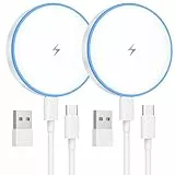 Mag-Safe ladegerät, 2 Pack 1.3m Wireless Charger iPhone Inductive Ladestation for iPhone 16 Pro Max/16 Pro/16 Plus/16/15 Pro Max/15/14/13/12, AirPods 3/2, LED Wireless Charger zubehör Replacement
